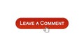 Leave a comment web interface button clicked with mouse cursor, wine red color Royalty Free Stock Photo