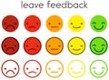 Leave feedback. Satisfaction scales with color smileys buttons.