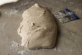 Leavened pizza dough during preparation