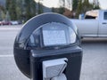Leavenworth, WA USA - circa April 2023: Close up view of a digital parking meter in downtown Leavenworth