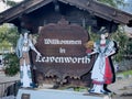 Leavenworth, WA USA - circa April 2023: Close up view of the the village of Leavenworth in late spring