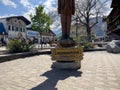 Leavenworth, WA USA - circa April 2023: View of the Bavarian sculpture in the downtown shopping district
