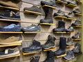 Leavenworth, WA USA - circa December 2022: Close up view of outdoor boots and shoes for sale inside a local sporting goods shop