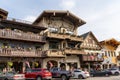 Shops and restaurants in downtown Leavenworth Washington, a Bavarian German town outside