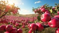 Leaves apple fruit harvest tree food nature red autumn farming gardening orchard ripe Royalty Free Stock Photo