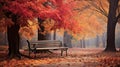 leaves autumn bench Royalty Free Stock Photo