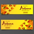 Leaves autumn fall background.sale offer banner template. vector illustration