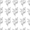 Leaves in black and white seamless pattern. Coloring paper, page, book