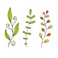 Leaves and branches decoration. Cute nature design. Print decoration with gentle leaves. Stationery floral decor. Royalty Free Stock Photo