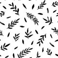 Leaves and branches vector seamless pattern. Royalty Free Stock Photo