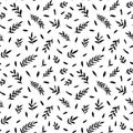 Leaves and branches vector seamless pattern. Royalty Free Stock Photo