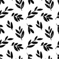 Leaves and branches vector seamless pattern. Brush leaves and twigs. Olive branch modern pattern. Royalty Free Stock Photo