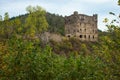 Leaves changing color in fall around Burg Balduinseck Royalty Free Stock Photo