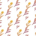 Leaves for children. Beige and gold. Vector. Children's texture. Leaves seamless pattern. Soft pastel colored leaves in