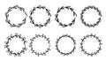 Leaves Circle Border Vintage Collection Botanical Wreath Frame Line Art Design Elements.Vector Set Royalty Free Stock Photo
