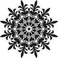 Beautiful Decor Mandala Vector pattern,  black and white flower and leaves, Royalty Free Stock Photo