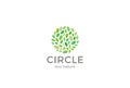 Leaves Eco Logo circle shape design vector template.Organic Natural Garden Park Logotype