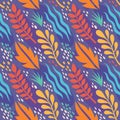 Leaves Of Exotic Plants - Creative Vector Illustration. Floral Seamless Pattern. Abstract Concept Background. Tropical Summer