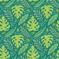 Leaves of exotic plants - creative vector illustration. Floral seamless pattern. Abstract concept background. Tropical summer