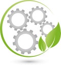 Leaves and gear wheel, IT services and Internet logo Royalty Free Stock Photo