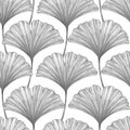 Leaves of Ginkgo Biloba on a white background. Seamless pattern