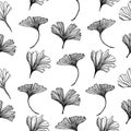 Leaves of Ginkgo Biloba on a white background. Seamless pattern. Can be used for wallpaper, pattern fills, textile, web page,