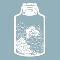 Leaves and grape in a glass jar. Laser cut. Vector illustration. Pattern for the laser cut, serigraphy, plotter and screen Royalty Free Stock Photo