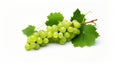 Leaves of grape and grape isolated on white background. generative AI Royalty Free Stock Photo
