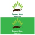 Leaves in hand Nature logo with a very simple theme