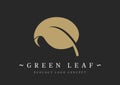 Leave icon or logo vector isolated on black background. Green leave of trees and plants. Elements for eco and bio logos. Royalty Free Stock Photo