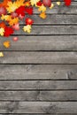 Autumn, fall leaves illustration, wooden background Royalty Free Stock Photo