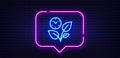 Leaves line icon. Grow plant leaf sign. Neon light speech bubble. Vector Royalty Free Stock Photo