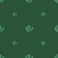 Leaves maple canadian engraved seamless pattern. Vintage background botanical with foliage in hand drawn style Royalty Free Stock Photo