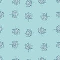 Leaves maple canadian engraved seamless pattern. Vintage background botanical with foliage in hand drawn style Royalty Free Stock Photo