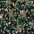 Leaves motif, in Bronze, Rose, Forest, Spearmint palette Royalty Free Stock Photo