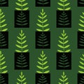 Leaves seamless pattern. Modern seasonal background in green colors. Tropical leaves pattern. Design for wrapping paper