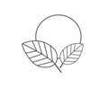 Leaves and sun. Nature sign in black and white. Flat design icon.