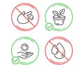 Leaves, Sun protection and Blood donation icons set. Oil drop sign. Grow plant, Ultraviolet care, Injury. Vector Royalty Free Stock Photo