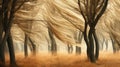 leaves trees blowing in wind Royalty Free Stock Photo