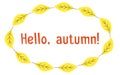 Leaves with veins in oval with text Hello, autumn Royalty Free Stock Photo