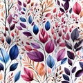 leaves wonderland watercolor Seamless Patterns, Generative AI