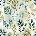 leaves wonderland watercolor Seamless Patterns, Generative AI