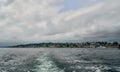 Leaving the City of Campbell River behind. View from the deck of the Quadra ferry boat.