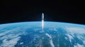 Leaving Earth Behind: Rocket in Space. Royalty Free Stock Photo