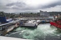 Leaving the harbor of Kristiansand Royalty Free Stock Photo