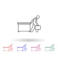 Leaving late work multi color icon. Simple thin line, outline vector of people in the work icons for ui and ux, website or mobile