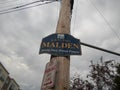 âLeaving Maldenâ sign, Malden, MA, USA