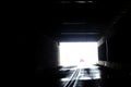 Leaving out a tunnel, bright sun light ahead Royalty Free Stock Photo