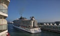 Leaving the Port of Miami USA January 2020 as the MSC Seaside ship leaves the port and heads out to sea