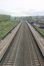 Leaving the rails. Photo from the elevation above the railway tracks Royalty Free Stock Photo